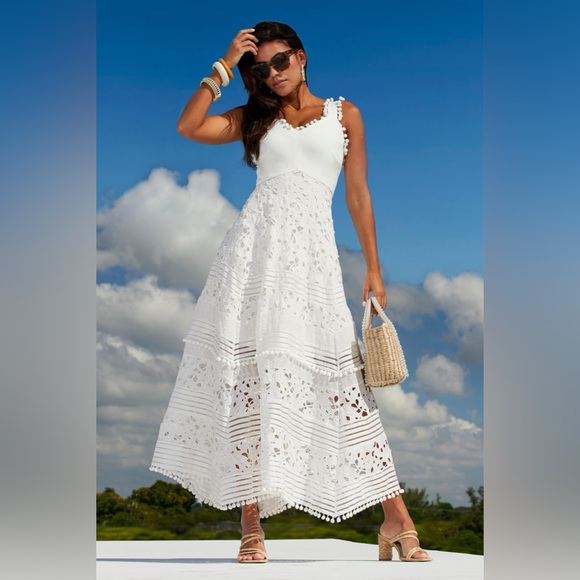 Boston Proper Dresses & Skirts - Boston Proper Mixed Media Elegant White Lace Dress